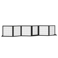 Wooden Pet Gate, Freestanding Dog Security Barrier with Two Support Feet - Black