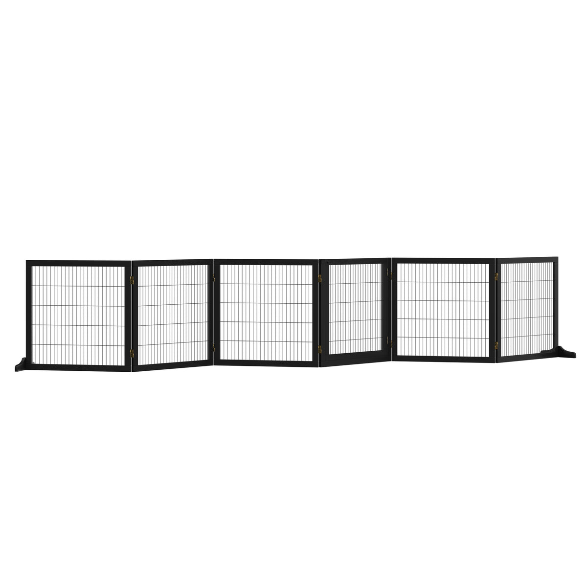 Wooden Pet Gate, Freestanding Dog Security Barrier with Two Support Feet - Black