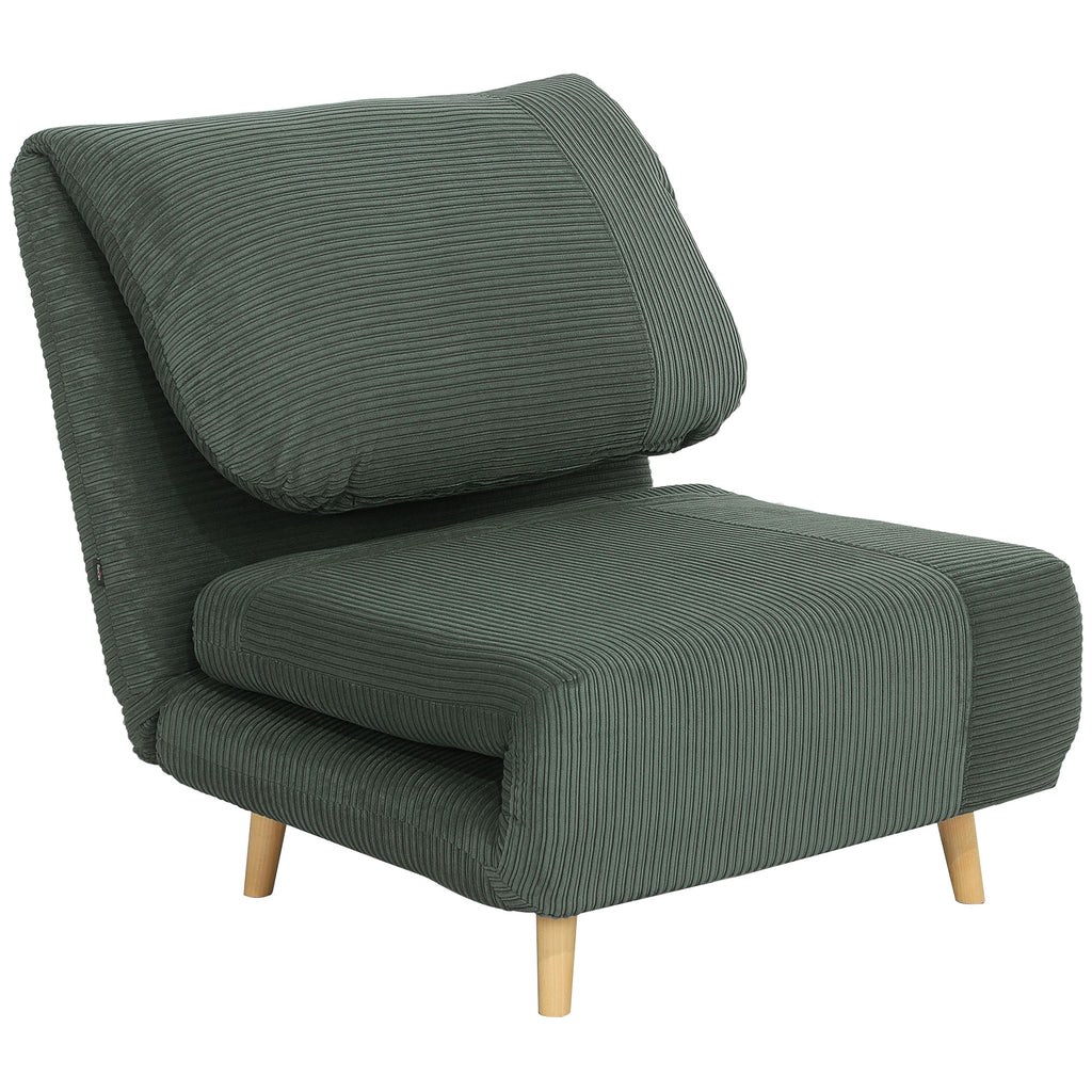 2-in-1 Schlafsessel G?stebett, verstellbare Kopfst¨¹tze Cord-Optik 82 cm x 87 cm x 89 cm Gr¨¹n
