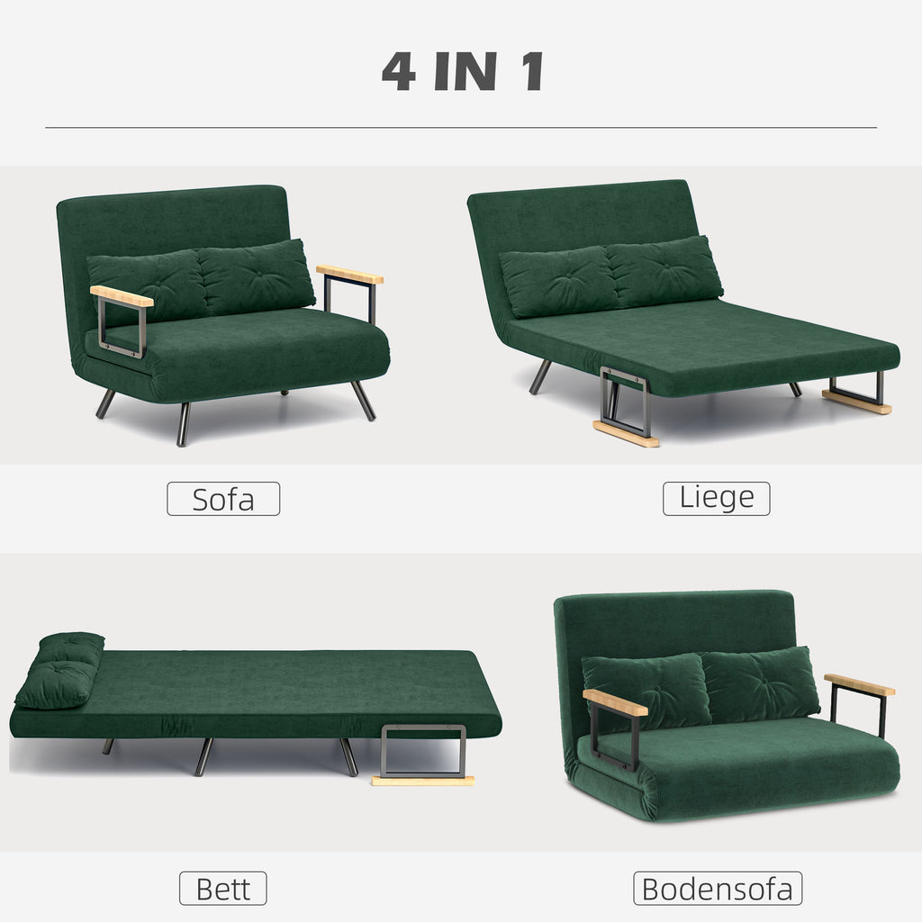 Schlafsofa 4 in 1 mit Schlaffunktion Samtoptik 183x98,5cm Grün