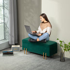 Sitzbank, Polsterbank mit Stauraum, Metall, Kautschukholz, Schaumstoff, 100 x 40 x 42 cm, Gr¨¹n