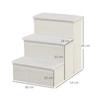  Hundetreppe 3 Stufen 48 cm Hoch Haustiertreppe für kleine und alte Tiere klappbar Katzentreppe Hunderampe Einstiegshilfe für Bett, Sofa, Couch und Auto Weiß