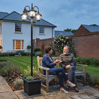 Solar Lamp Post with Dusk-to-Dawn Sensor Street Light with 3-Head Planter 185 cm Black