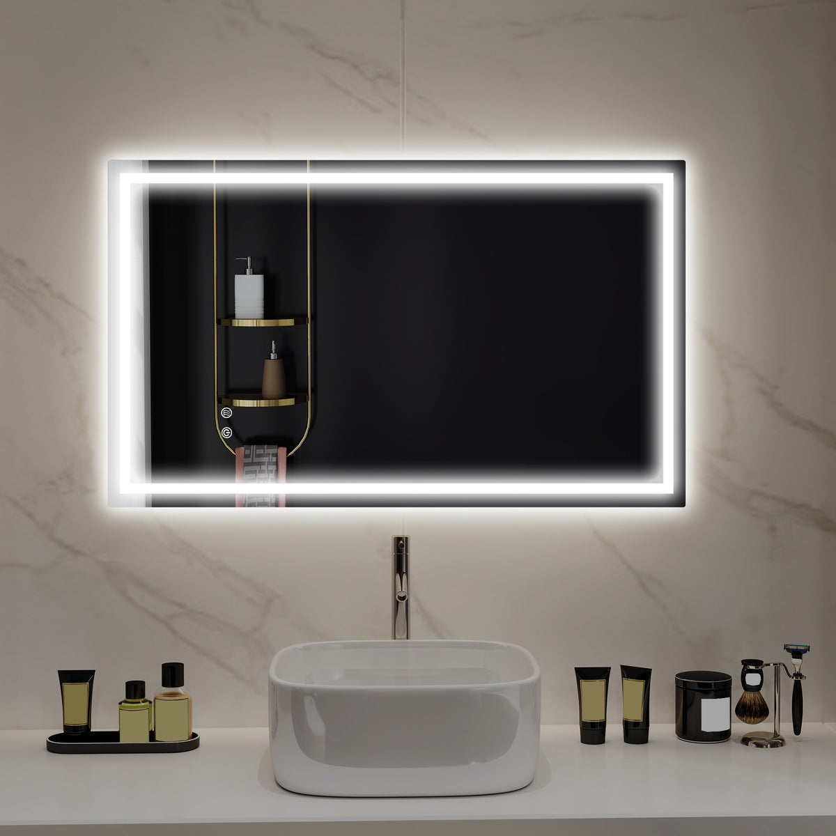 LED-Badezimmerspiegel, einstellbare Helligkeit, Antibeschlag-Funktion, wasserfest