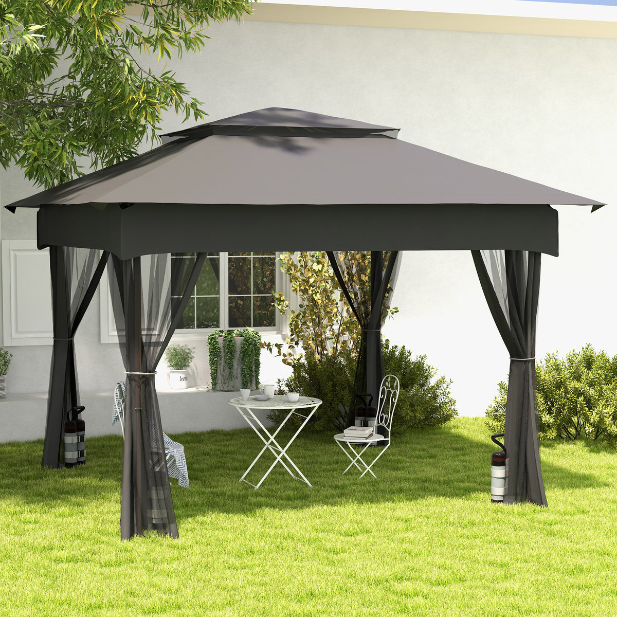 Sands?cke f¨¹r Pavillons, 4er-Set, 48 kg, ohne Sand, mit Fixierriemen, wetterfest, Schwarz