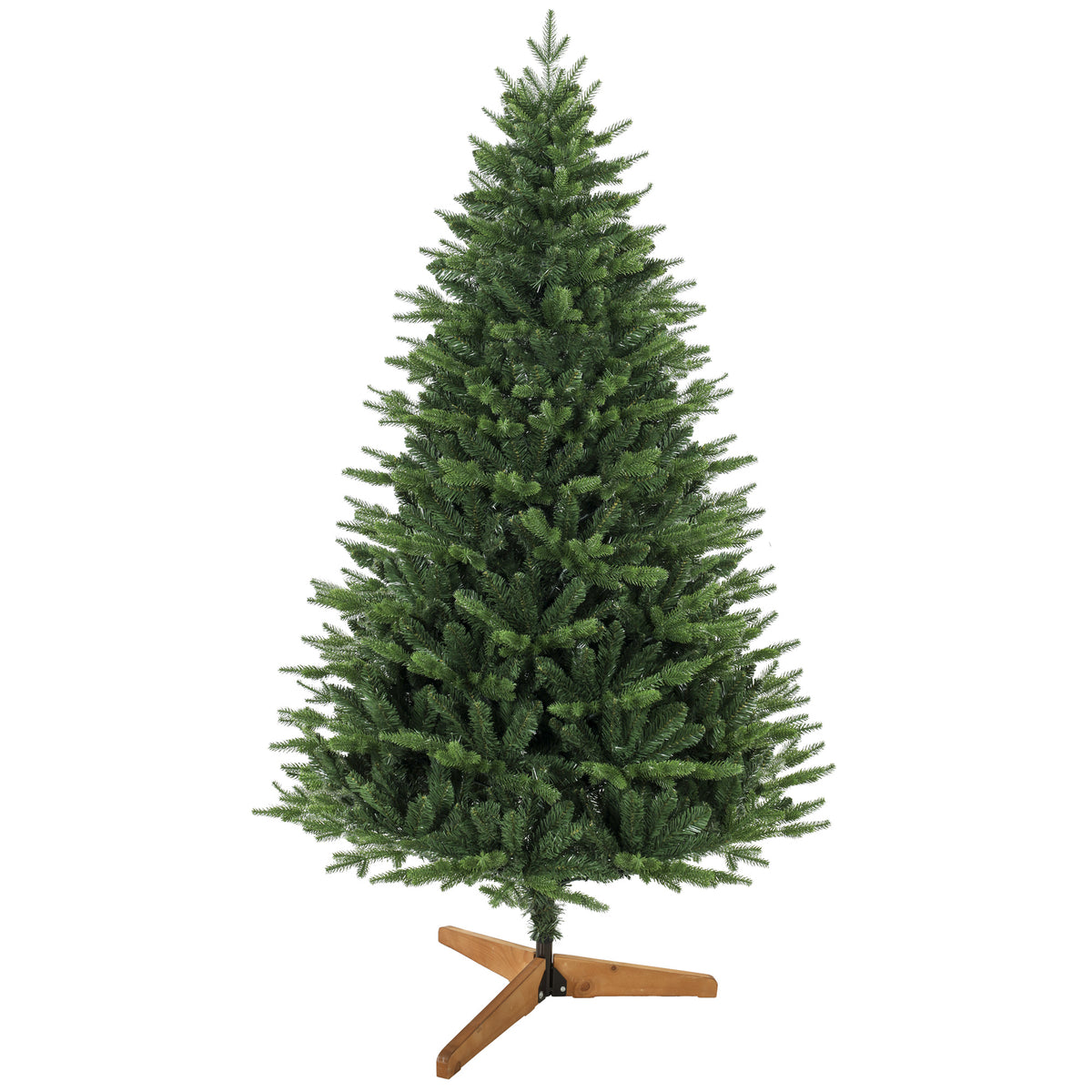 Künstlicher Weihnachtsbaum 180 cm mit Kiefernholzständer, Nordic-Tanne mit Klappsystem, 889 Zweigspitzen, Grün