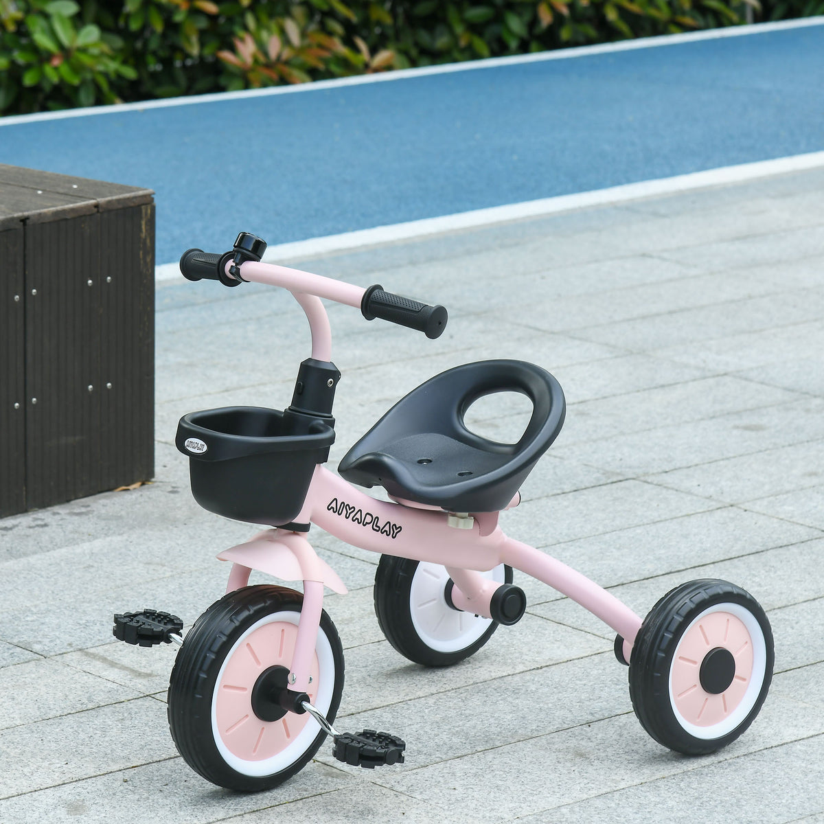 Kids Trike, Tricycle, with Adjustable Seat, Basket, Bell, for Ages 2-5 Years - Pink