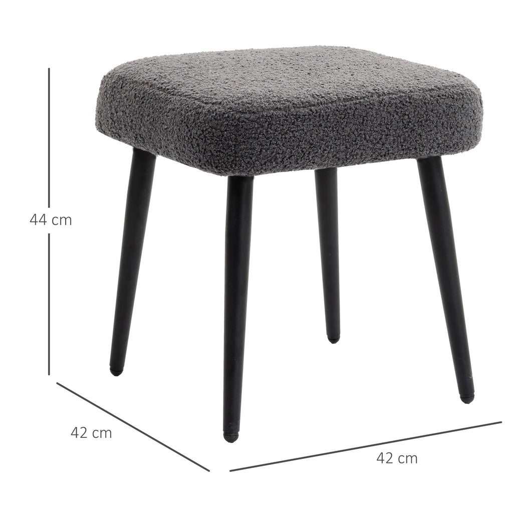 Hocker, Fu?st¨¹tze, gepolsterter Sitz, Kaschmir-Optik, Stahlbeine, 42 x 42 x 44 cm, Dunkelgrau