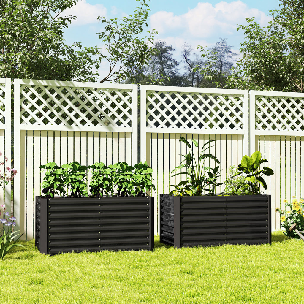 Hochbeet 2er-Set, Pflanzkasten, extra tief, Metall, 120 x 60 x 60 cm Dunkelgrau