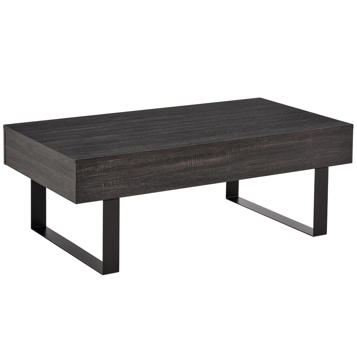 Couchtisch Wohnzimmertisch mit Schublade Modern Sofatisch mit Metallrahmen Beistelltisch Kaffeetisch f¨¹r Wohnzimmer 110 x 60 x 40 cm, Dunkelgrau