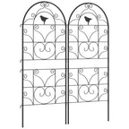 Rankgitter Metall 2er Set zum Stecken rostfrei Rankhilfe mit Vogeldesign f¨¹r Kletterpflanzen 50x120 cm Schwarz
