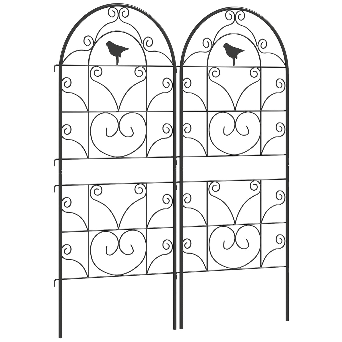Rankgitter Metall 2er Set zum Stecken rostfrei Rankhilfe mit Vogeldesign f¨¹r Kletterpflanzen 50x120 cm Schwarz