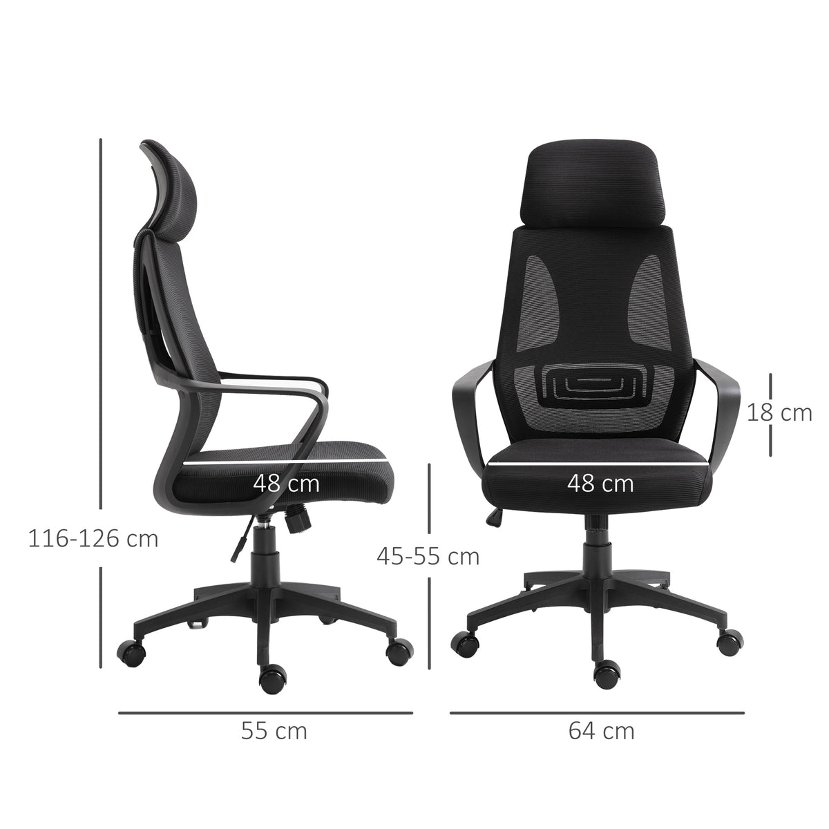 B¨¹rostuhl, Schreibtischstuhl mit Wippfunktion H?henverstellbarer mit Kopfst¨¹tze, Lendenst¨¹tze Schwarz