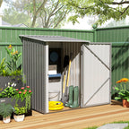 3.3 x 3.4ft Lean To Steel Garden Shed, with Locking Door - Grey