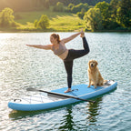 Stand Up Paddling Board Set Aufblasbar 320cm SUP Board mit Verstellbares Paddel Rutschfest EVA-Deck Fußschlaufe Pumpe