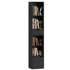 6-Fach Bücherregal mit Schublade und verstellbarem Fach, freistehender Aufbewahrungsschrank, 30 x 24 x 158 cm, Schwarz