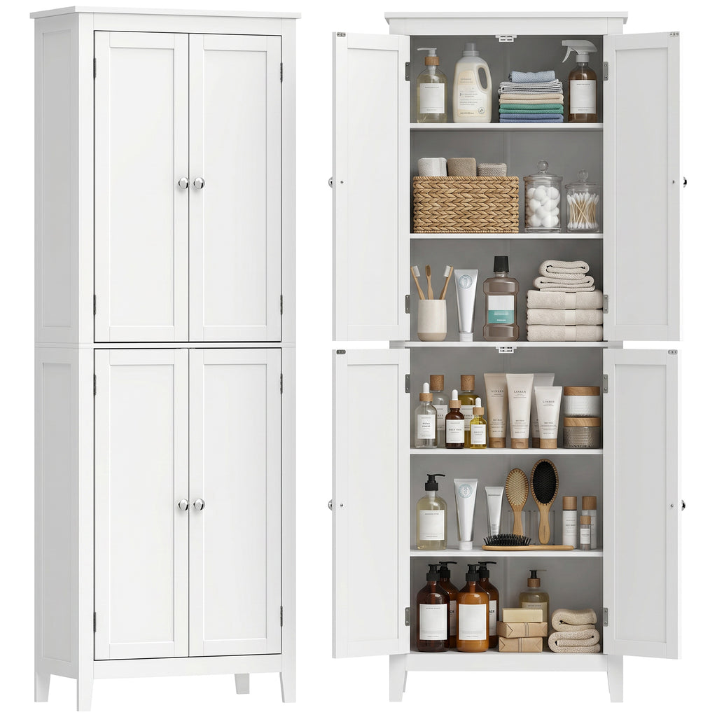 170 cm Tall Bathroom Storage Cabinet, Freestanding Narrow Bathroom Cabinet with Adjustable Shelves for Laundry Room