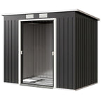 7 x 4ft Galvanised Steel Garden Shed, with Foundation Kit - Dark Grey