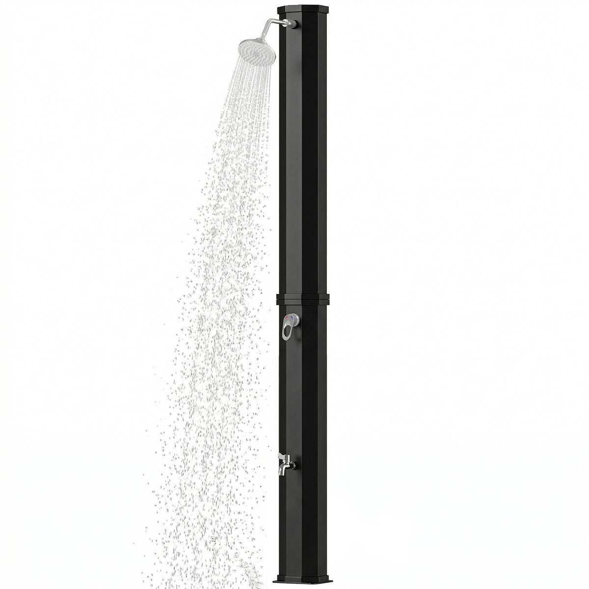 Solardusche 60L Gartendusche mit schwenkbarem Regenduschkopf Wasserhahn, einstellbarer Temperatur