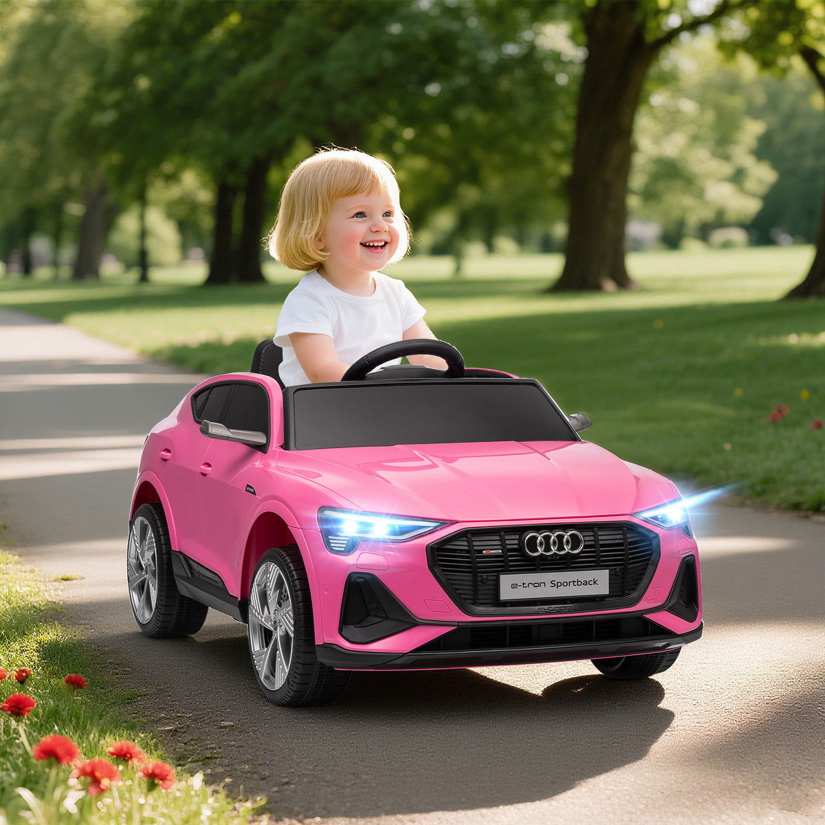 Elektro Kinderauto 12V Elektrofahrzeug Audi E-tron Elektroauto mit Fernbedienung, Sicherheitsgurt, f¨¹r 3-5 Jahre