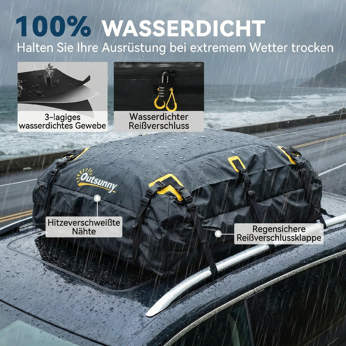 Auto Dachbox 21 Kubikfuß Faltbar Wasserdicht für Fahrzeuge