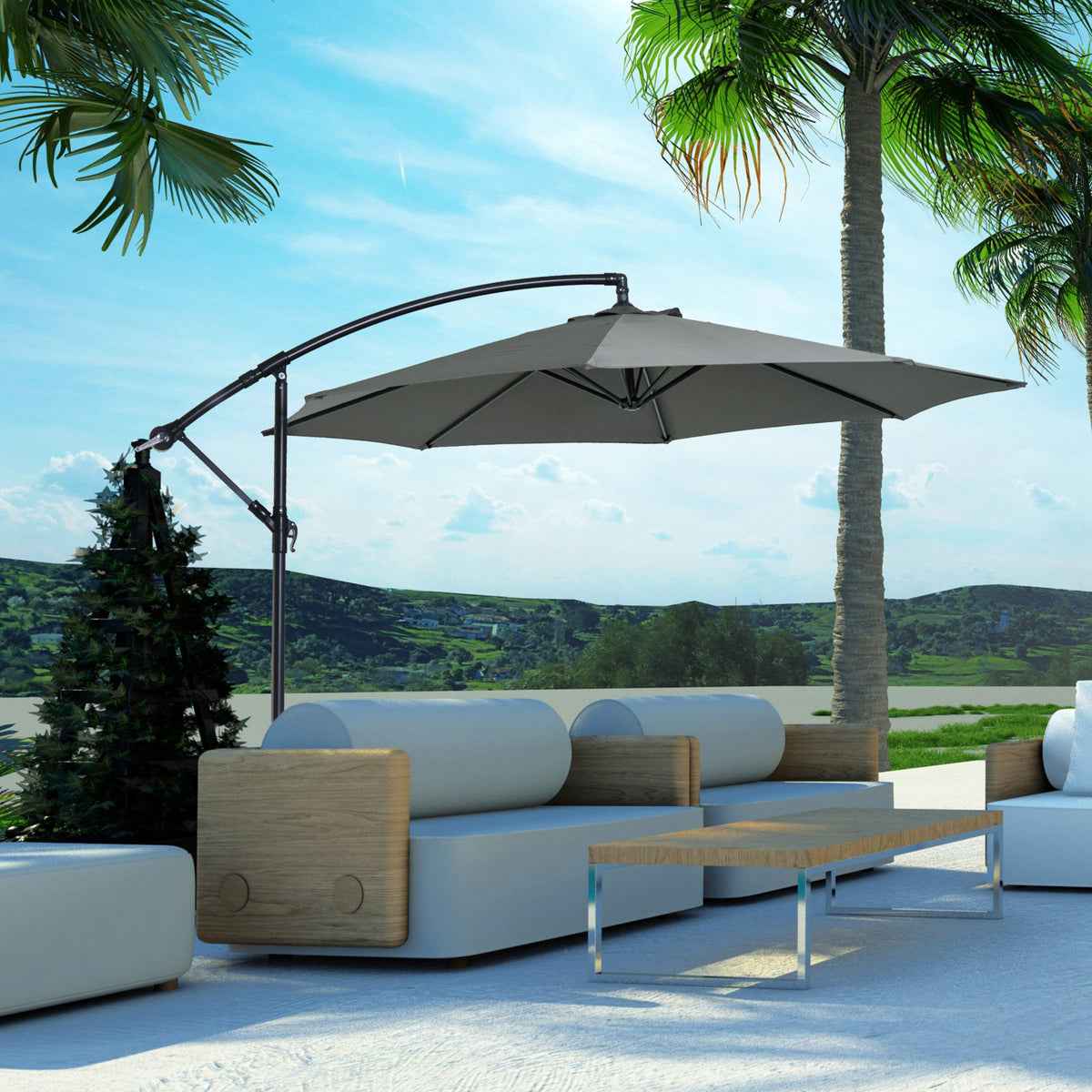 Cantilever Umbrella Parasol Hanging Banana Steel Dark Grey 3M Patio
