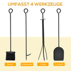 Kaminholzregal für innen Stahl 46 x 30 x 70cm Brennholzregal mit 4 Kaminwerkzeug Haken Kaminbesteck Set Kaminholzständer für Kamin Ofen Feuerholzregal Kaminholzhalter für Feuerholz, Schwarz