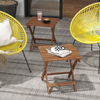 Terrassentisch-Set, 2 Klapptische aus Akazienholz, 45x45x45cm, Teak