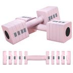 Adjustable Dumbbell Set of 2, Each 1/2/3/4/5 kg Weight, 5-in-1 Weights Dumbbells Set with Non-Slip Handle, Pink
