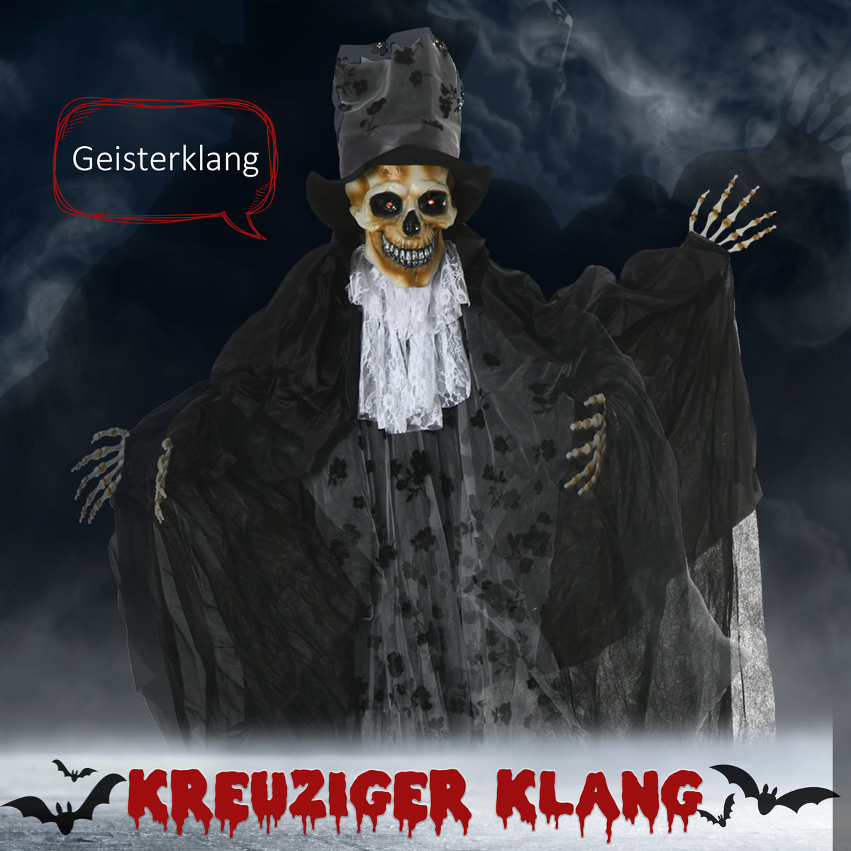 Halloween-Dekoration Gespenst Bräutigam mit Spezialeffekten und Soundfunktion 115 cm x 65 cm x 189 cm