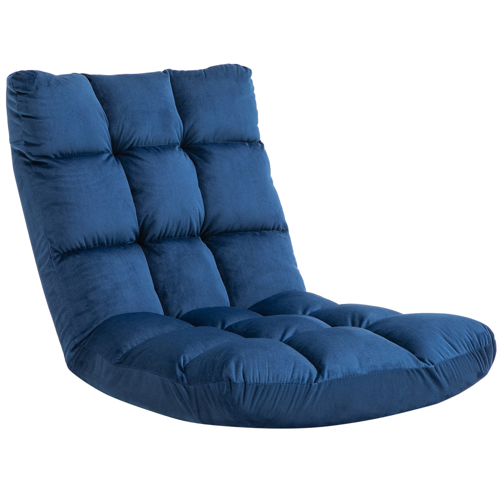 Sessel G?stematratze Bodensessel, verstellbare R¨¹ckenlehne, Velouroptik, 55 cm x 71 cm x 53,5 cm, Blau