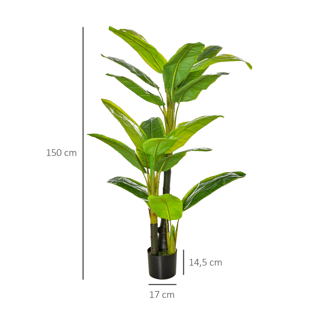 künstliche Pflanzen 150 cm Kunstpflanzen im Topf künstlicher Bananen Baum Kunstpflanze Kunstbaum Zimmerpflanze Dekopflanze Büropflanze Kunststofftopf für drinnen