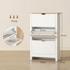 Schuhschrank Schruhregal Schuhaufbewahrung, 3 Fächer, 18 Paar Schuhe, 72 cm x 26 cm x 112 cm, Weiß + Braun