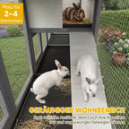 Hasenstall Holz Winterfest 2-4 Zwergkaninchen 230 x 53 x 93,5 cm