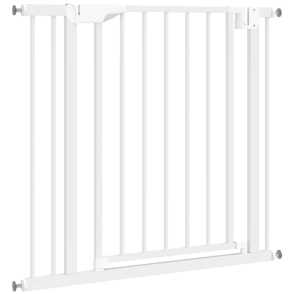 Treppenschutzgitter Absperrgitter ohne Bohren mit automatische Schließung für Kinder Küche Treppe 76-88 x 76 cm Weiß