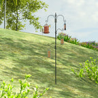 Vogelfutterstation, Outdoor-Futterspender, 4 Haken, Stahl, Schwarz