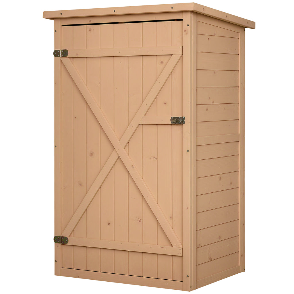 Wooden Small Shed, Garden Storage Shed with Shelves and Bolt Latch, 75L x 56W x115H cm, Natural
