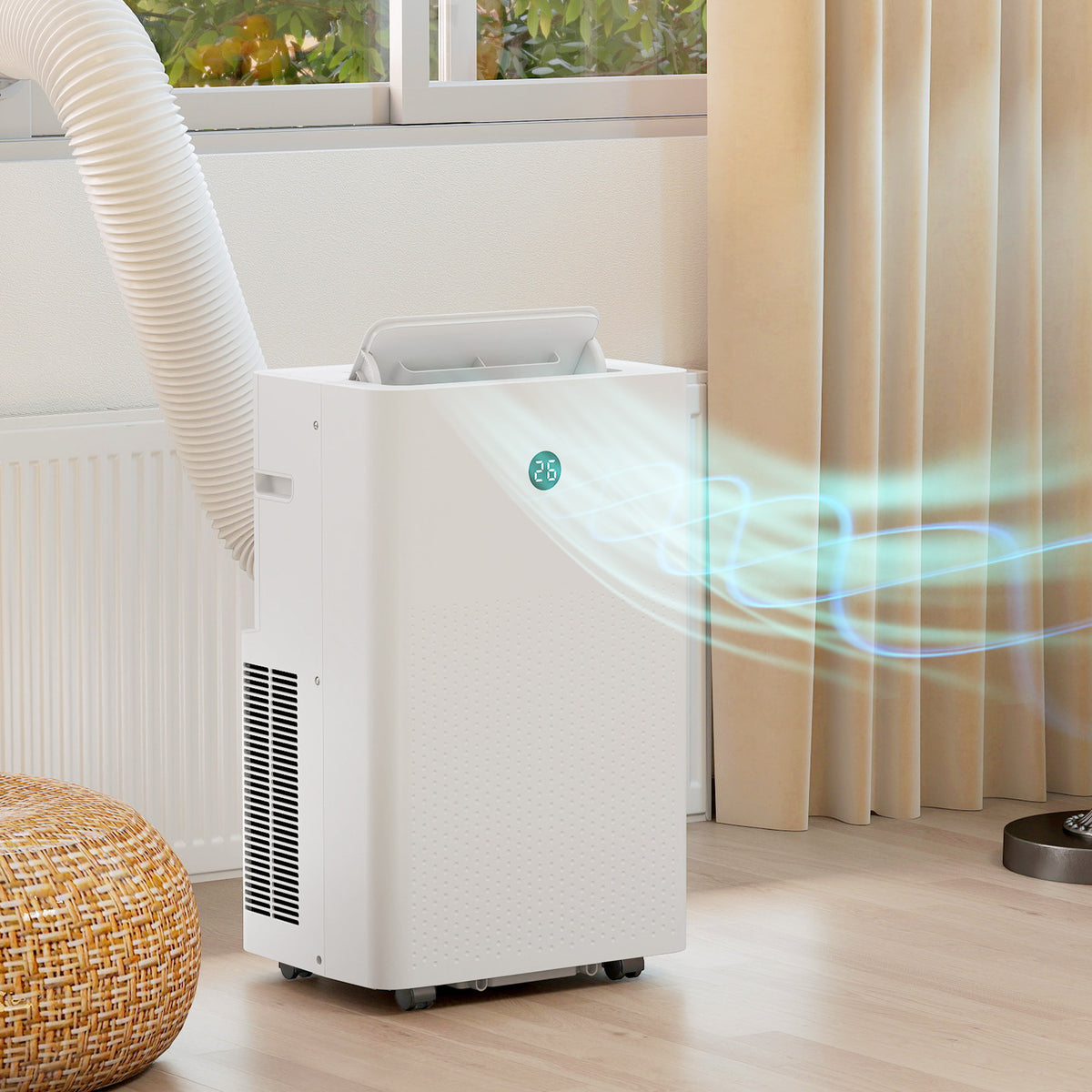 Tragbares Klimagerät mit 12.000 BTU, 4-in-1 Klimaanlage mit WiFi- und Sprachsteuerung, Kühlung, Entfeuchter, Ventilator, Schlafmodus