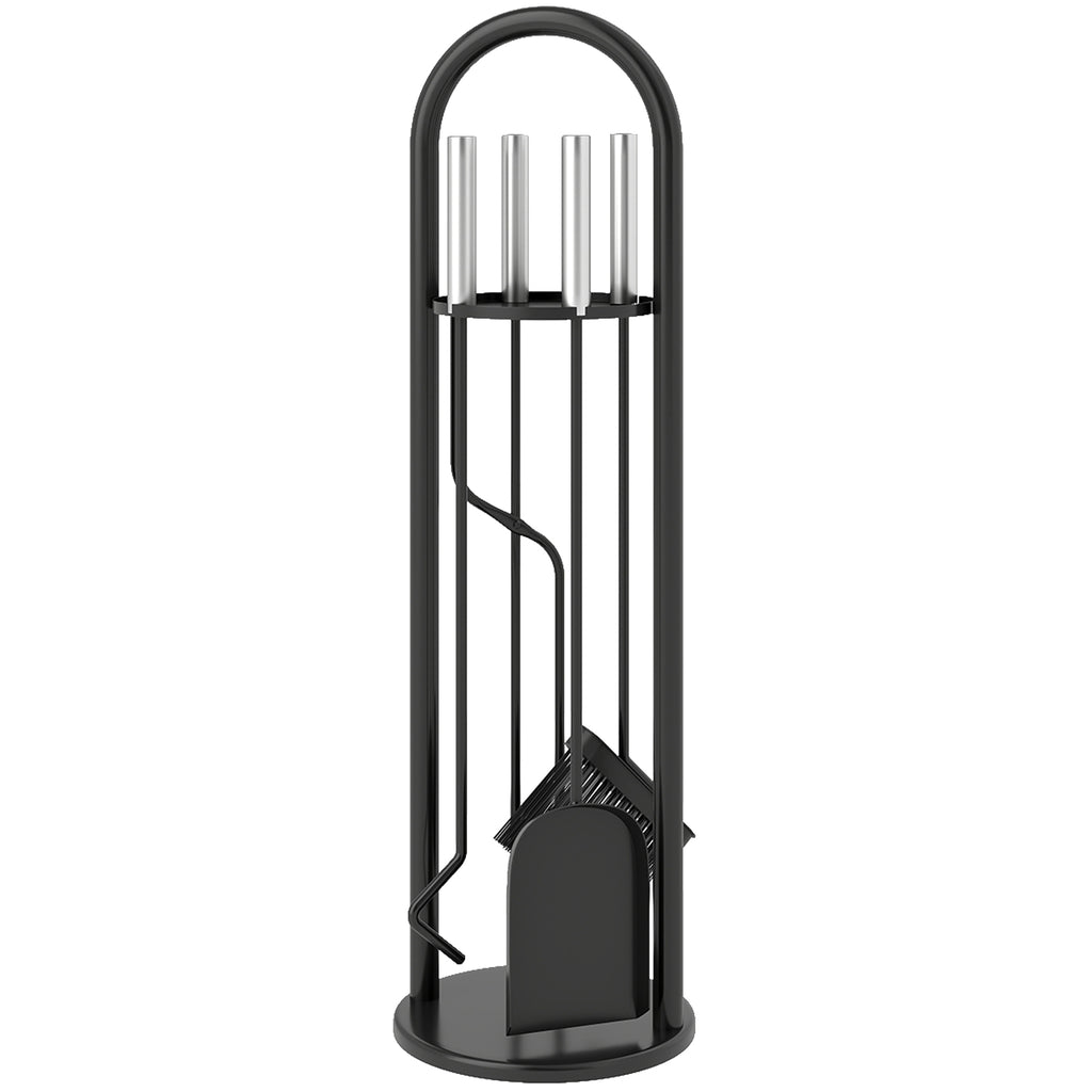 Kaminbesteck Set 5 teilig Kaminzubehör mit Besen, Schaufel, Schürhaken Zange Ständer