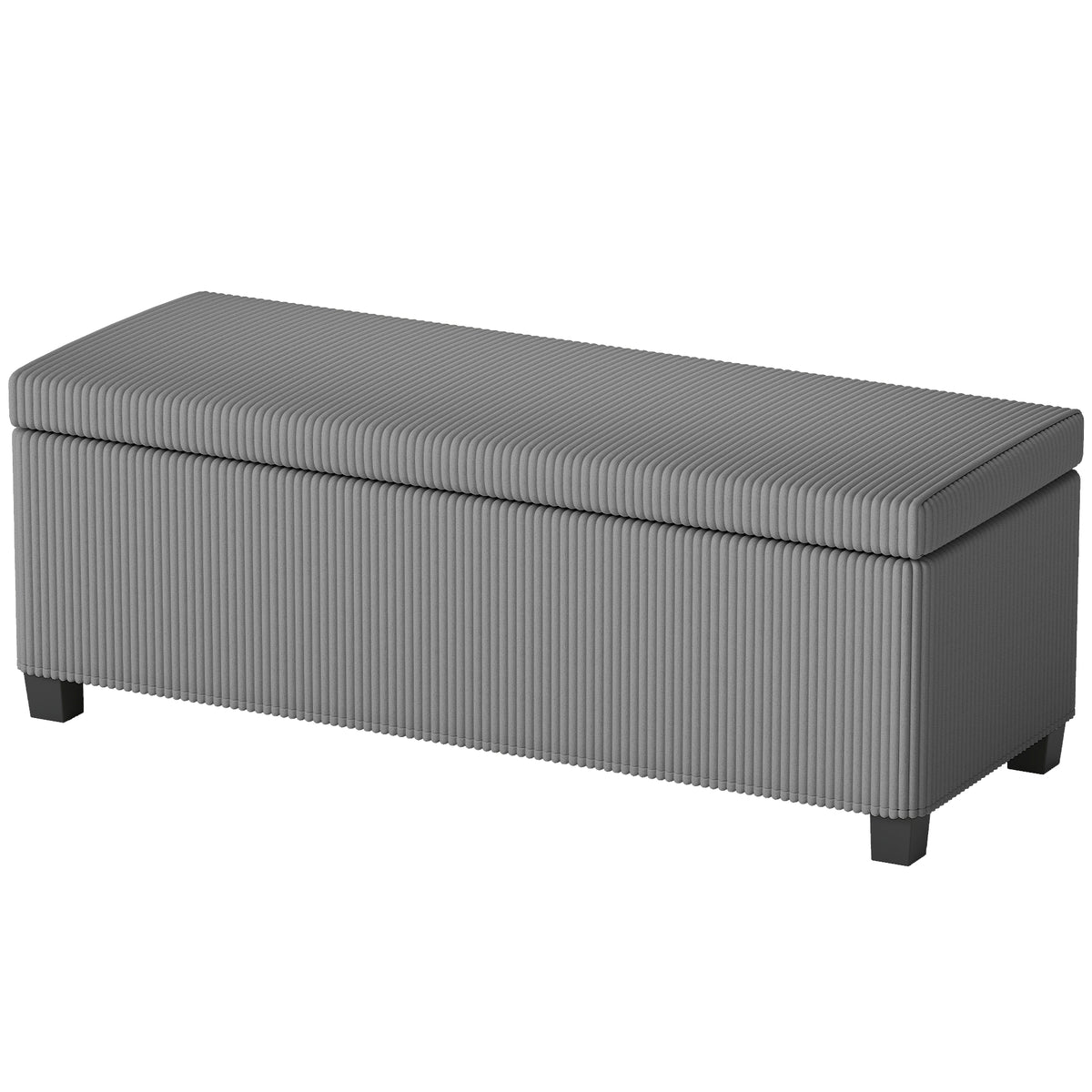 84L Corduroy Storage Ottoman - Grey