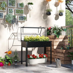 Hochbeet mit Gew?chshaus-Dach, Erh?hte Pflanzenbox mit Ablaufl?chern, 100 x 48 x 124 cm, Schwarz