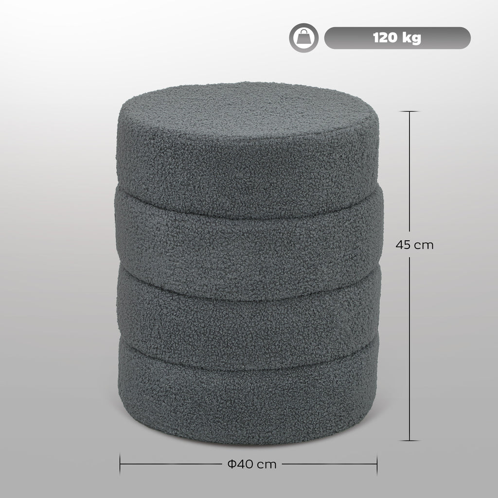Hocker, rund, Teddyfleece, bis 120kg, ¦µ40x45H cm, Dunkelgrau