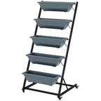 Pflanzentreppe Blumentreppe Pflanzenregal, stapelbar, wetterbest?ndig, 65 x 67 x 145 cm, Grau + Schwarz