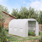  3.5 x 2 x 2 m Polytunnel Greenhouse, Walk-in Green House for Garden with Mesh Windows, Galvanised Steel Frame, White