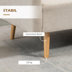2er-Sofa Sofa Couch, Modern-Design, inkl. 2 Kissen, Holzbeine, 130 x 70 x 80 cm, Creme