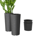 2er Set Blumentopf stapelbar Pflanzkübel mit Löcher 35x35 cm Pflanztöpfe Rund Dunkelgrau