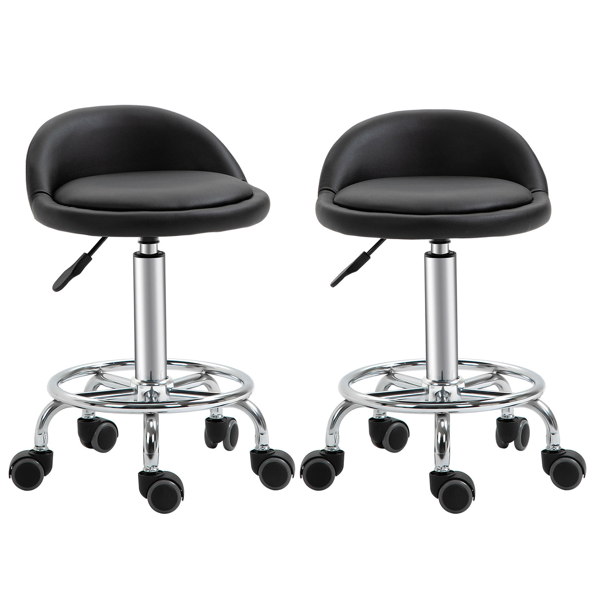 Rollhocker mit Rückenlehne 57-72 cm höhenverstellbar Drehhocker für Büro Salon Massage