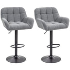 Barhocker 2er-Set Retro-Design höhenverstellbar Fleece-Optik Grau + Schwarz