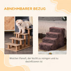 Hundetreppe 4-Stufig Abnehmbarer Bezug Für Kleine Hunde 44 cm Braun