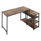 Corner Desk L-Shaped PC Table Computer Desk Office Desk Shelf Drawer L-Form Particle Board Metal Rustic Brown 135 x 90 x 79 cm